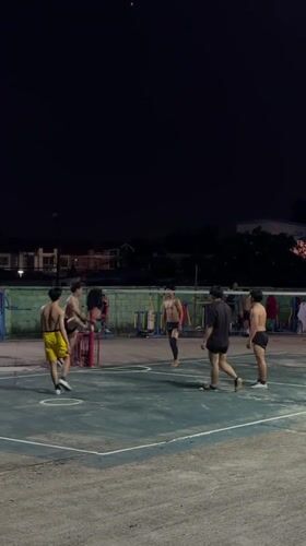 Night court games at an outdoor sports court in Chang Phueak