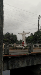 Nighttime scenes captured around church and Christ statue in Marna