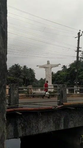 Nighttime scenes captured around church and Christ statue in Marna