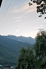 Rooftop musical performance amid scenic Himalayan mountain views in Vashisht