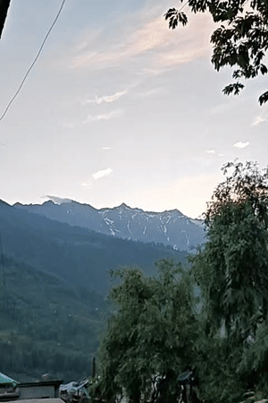 Rooftop musical performance amid scenic Himalayan mountain views in Vashisht