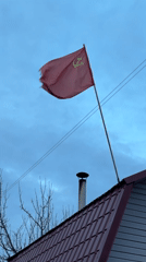 Tattered Soviet flag spotted flying on Chaikovsky building