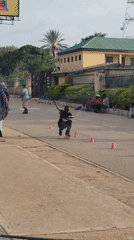 Roller skating practice draws crowds on Jos street