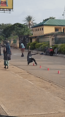 Roller skating practice draws crowds on Jos street
