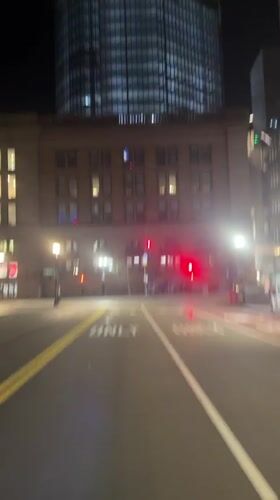 Nighttime street scene captured in downtown Boston