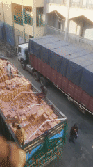 Cargo trucks loaded with goods spotted in Nigeria loading area
