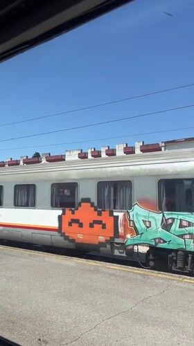 Graffitied trains spotted at Podgorica station Sunday morning
