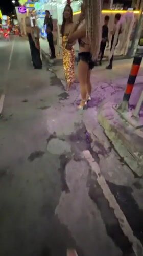 Night out along Ban Rak's neon-lit bar strip, Koh Samui