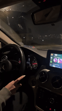 Night drive recorded on wet road in Blagoevgrad