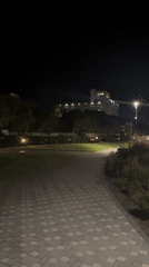 Nighttime walk through Parekklisia's park, beach, and resort grounds