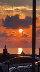 Fiery Black Sea sunset from the Batumi shoreline