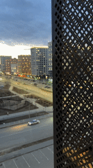 Tyumen cityscape captured at dusk from multiple viewpoints
