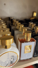 Beauty product demos: perfume shelves, facial mist, and scalp device