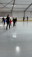 Ice skating session recorded at indoor Rome rink