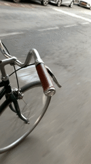 Early morning bicycle ride through cobblestone streets in Tel Aviv