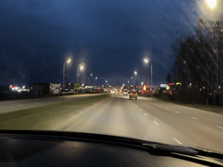 Evening highway commute captured in Naberezhnye Chelny, Russia