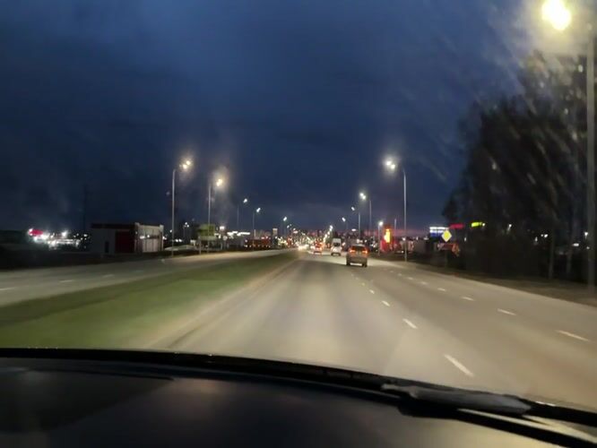 Evening highway commute captured in Naberezhnye Chelny, Russia