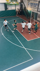 Youth indoor soccer matches played in Wilde, Argentina gymnasium