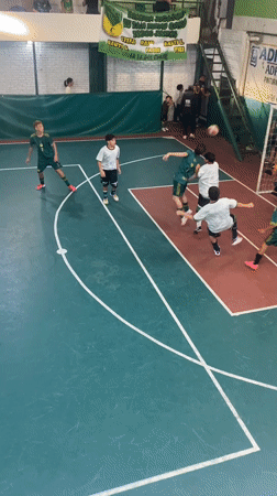 Youth indoor soccer matches played in Wilde, Argentina gymnasium