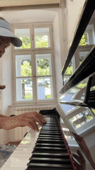 Woman plays piano, takes selfies in Cetinje music room