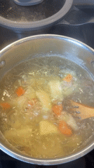 Cooking and rain observed indoors during morning hours