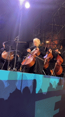 Musicians perform outdoors in Saint Petersburg evening concert