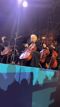 Musicians perform outdoors in Saint Petersburg evening concert