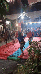 Muncul Jaya Group performs traditional dance in Desa Wonoharjo at night