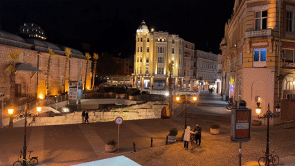 Evening scenes from Plovdiv square and hookah bar documented