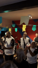 Costumed band performs at Brazilian-themed indoor venue in São Paulo
