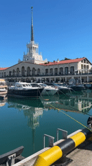 Morning life captured at Sochi harbor district