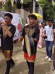 Traditional Acehnese wedding procession with live music, Aceh