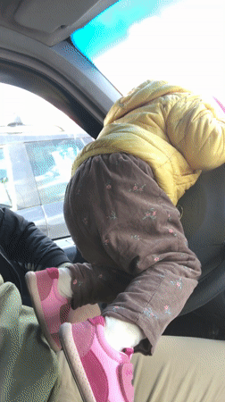 Family car outing with toddler observed in Wisła, Poland