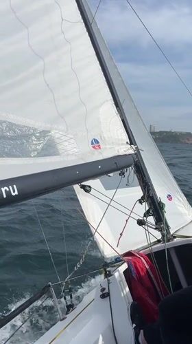 Sailboat with branded sails spotted in Vladivostok waters