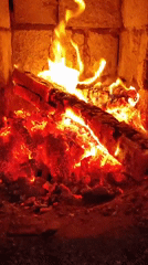 Fireplace burns with bright flames in Hrodna, Belarus