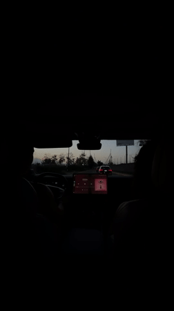 Sunset car journey documented through San Bernardino Tlaxcalancingo