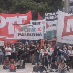 Political demonstration with Palestinian solidarity held in Buenos Aires square