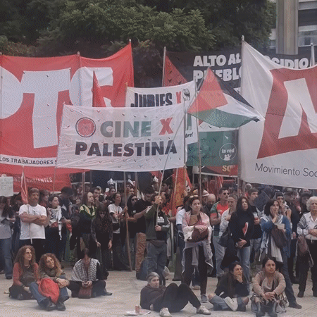 Political demonstration with Palestinian solidarity held in Buenos Aires square