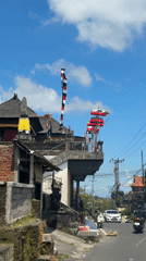 Festival preparations documented at traditional Balinese building in Tampaksiring