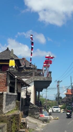 Festival preparations documented at traditional Balinese building in Tampaksiring
