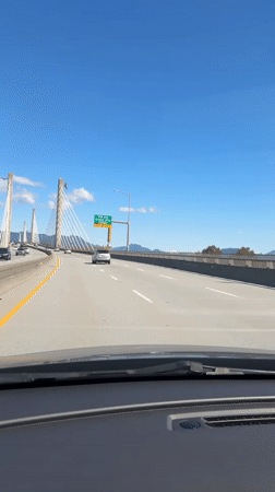 Motorist captures Alex Fraser Bridge view in Langley