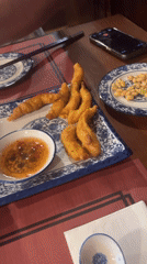 Restaurant meal documented in Alicante featuring shrimp and dumplings