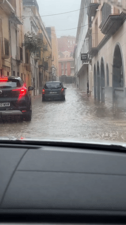 Heavy rain floods streets in Sant Feliu De Guíxols