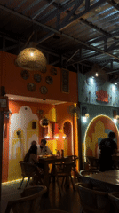Evening dining and commerce activity documented in Kuta Selatan