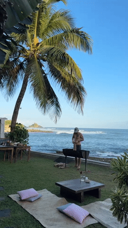 Oceanfront barbecue feast at dusk in Goviyapana, Sri Lanka