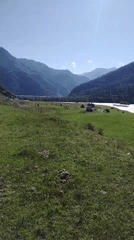Katun River valley and Altai Mountains near Iodro, Russia