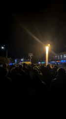 Large nighttime crowd gathers in Kardzhali, Bulgaria