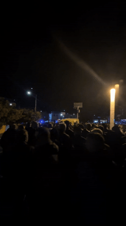 Large nighttime crowd gathers in Kardzhali, Bulgaria