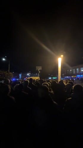 Large nighttime crowd gathers in Kardzhali, Bulgaria