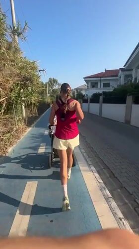 Early morning stroller activity observed along Fethiye waterfront paths